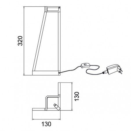 Lámpara de mesa Minimal tono dorado con luz LED
