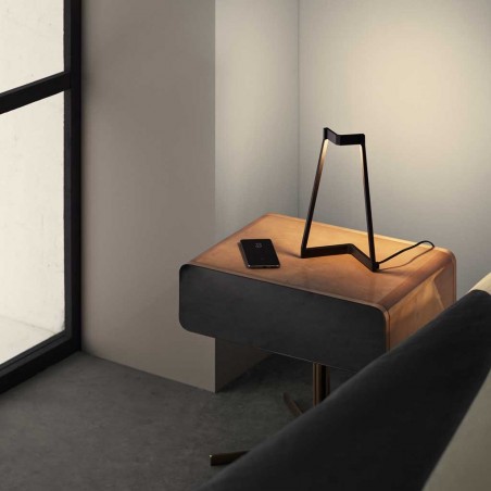 Lámpara de mesa Minimal tono dnegro con luz LED