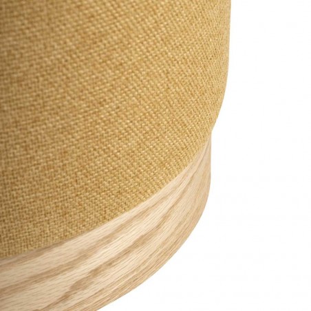 Puff 40cm tapizado mostaza y madera natural