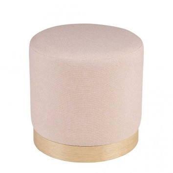 Puff 40cm tapizado rosa claro y madera natural