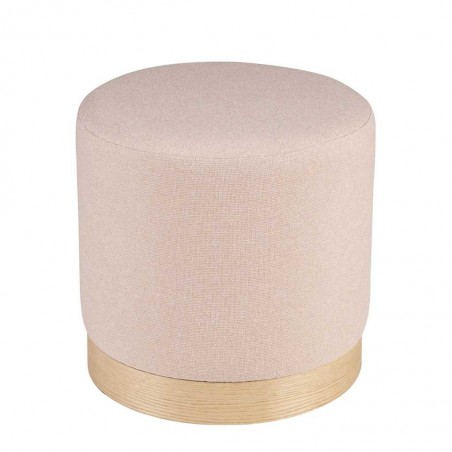 Puff 40cm tapizado rosa claro y madera natural