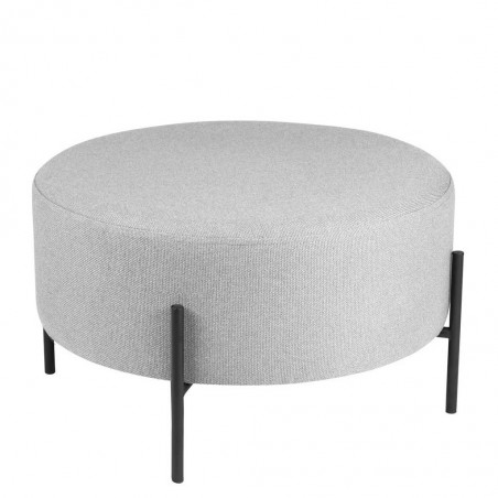 Puff 60cm tapizado gris con patas de metal