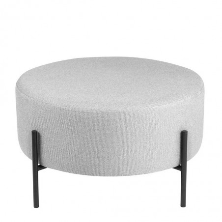 Puff 60cm tapizado gris con patas de metal