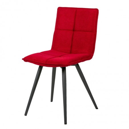Silla diseño ZOE tapizado rojo y patas color negro
