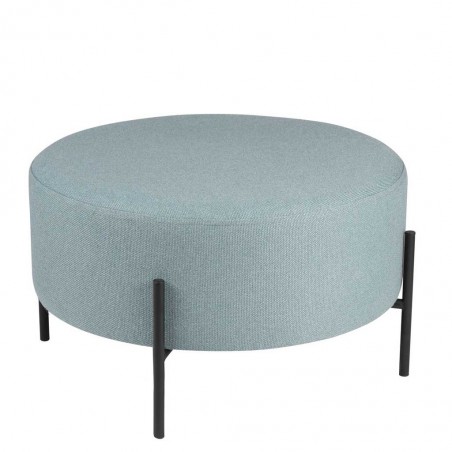 Puff 60cm tapizado azul con patas de metal