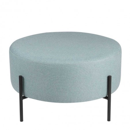 Puff 60cm tapizado azul con patas de metal
