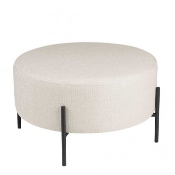Puff 60cm tapizado crudo con patas de metal