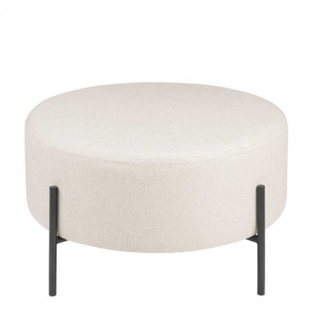 Puff 60cm tapizado crudo con patas de metal