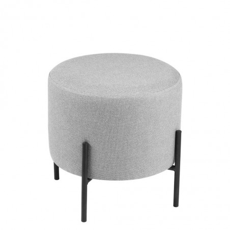 Puff 40cm tapizado gris con patas de metal