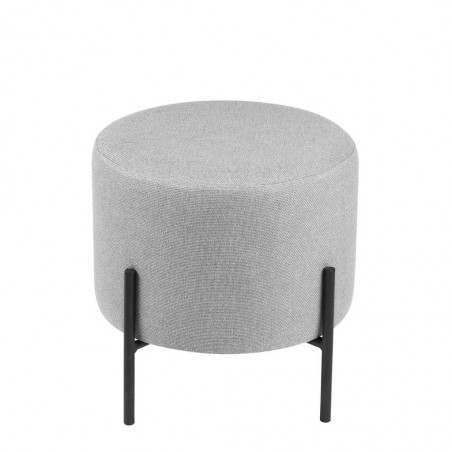 Puff 40cm tapizado gris con patas de metal