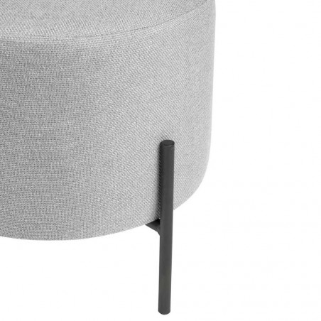 Puff 40cm tapizado gris con patas de metal