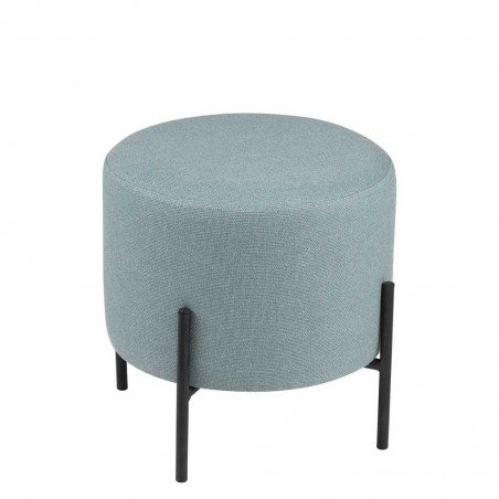 Puff 40cm tapizado azul claro con patas de metal