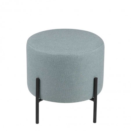 Puff 40cm tapizado azul claro con patas de metal