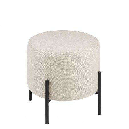 Puff 40cm tapizado crudo con patas de metal