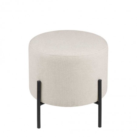 Puff 40cm tapizado crudo con patas de metal