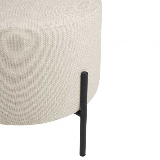 Puff 40cm tapizado crudo con patas de metal