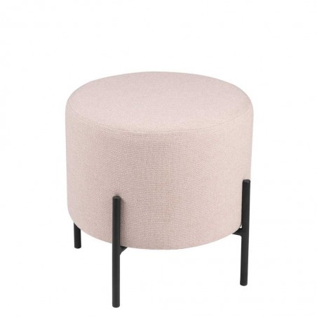 Puff 40cm tapizado rosa con patas de metal