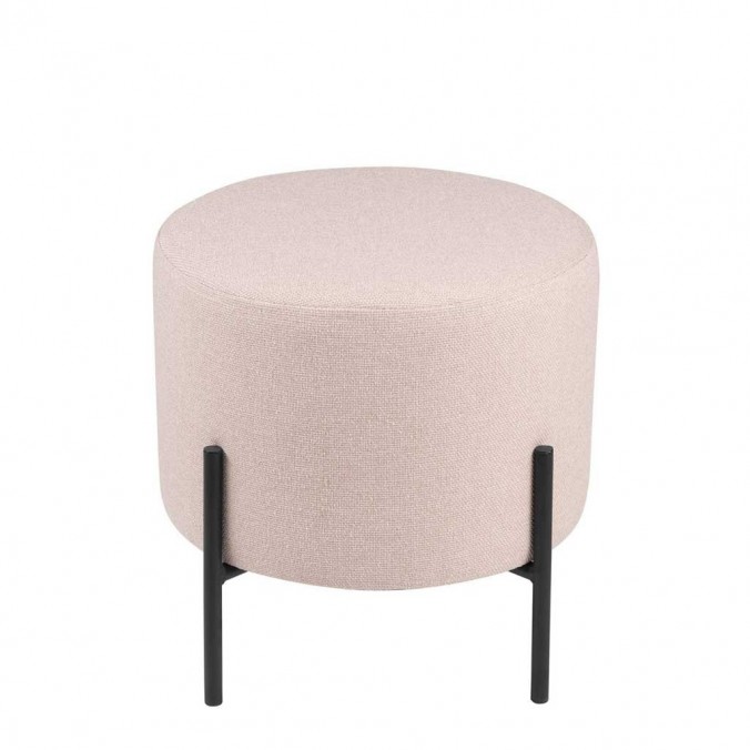 Puff 40cm tapizado rosa con patas de metal