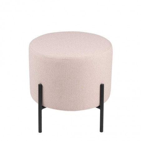 Puff 40cm tapizado rosa con patas de metal