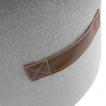 Puff 44cm tapizado gris claro con asas 2