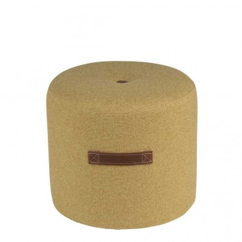 Puff 44cm tapizado amarillo mostaza con asa