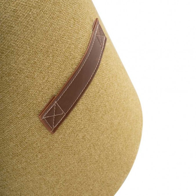 Puff 44cm tapizado amarillo mostaza con asa Puff 44cm tapizado amarillo mostaza con asa