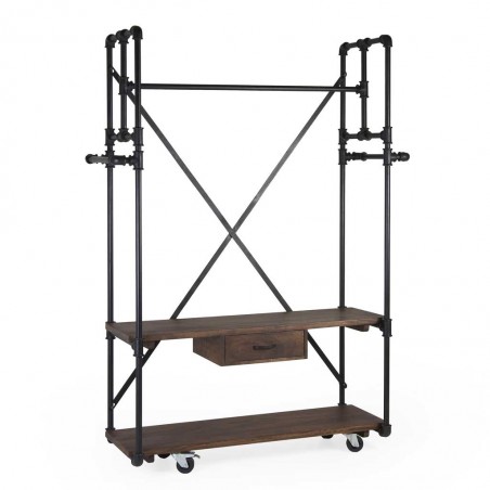 Mueble colgador estilo industrial tubería de hierro 135x55x188h