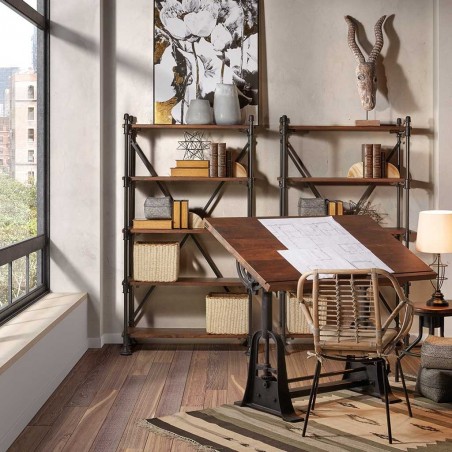 Mesa de arquitecto estilo industrial altura regulable 130x70x77-105h