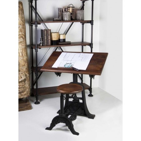 Mesa de arquitecto estilo industrial altura regulable 130x70x77-105h