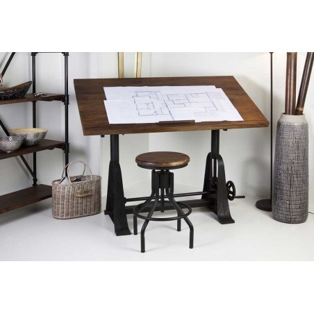 Taburete estilo industrial altura regulable 35cm diámetro