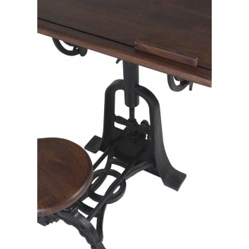 Mesa de arquitecto con asiento estilo industrial 80x70x78-103h 2