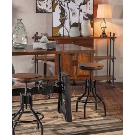 Mesa de comedor estilo industrial altura regulable 160x90x77-105h