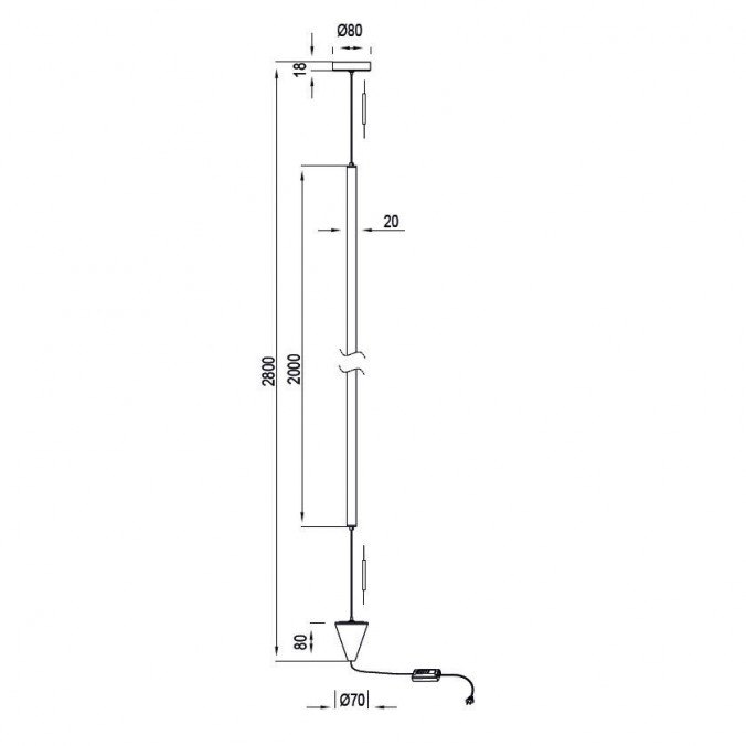 Lámpara suspensión vertical negro con luz LED Lámpara suspensión vertical negro con luz LED