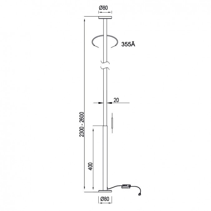 Lámpara de pie LED altura ajustable techo-suelo blanco