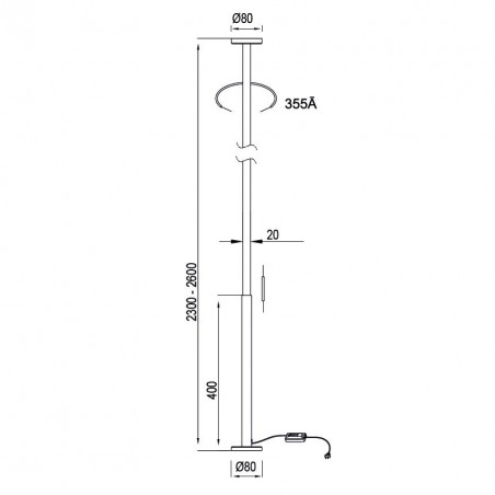 Lámpara de pie LED altura ajustable techo-suelo blanco