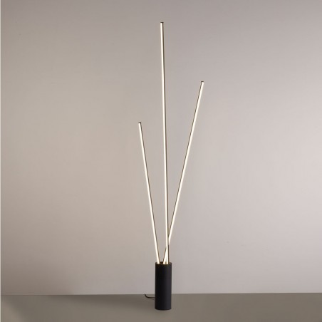Lámpara de pie negro tres brazos LED