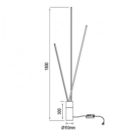 Lámpara de pie negro tres brazos LED