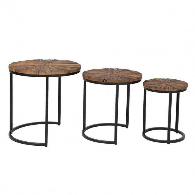Set 3 mesas auxiliares estilo étnico 45-38-28cm