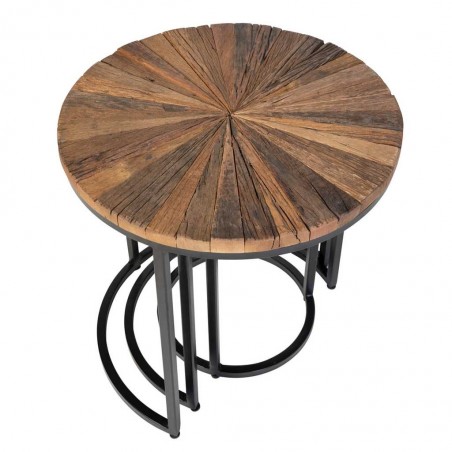 Set 3 mesas auxiliares estilo étnico 45-38-28cm