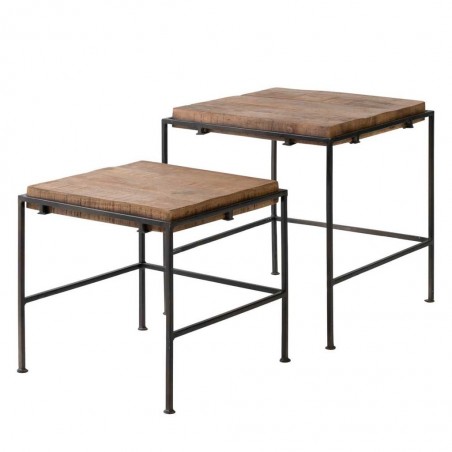 Set 2 mesas auxiliares nido estilo industrial