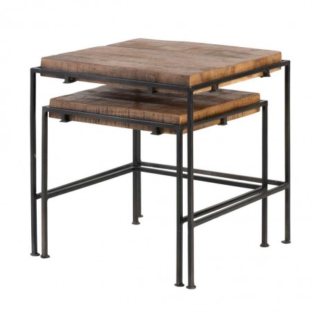 Set 2 mesas auxiliares nido estilo industrial