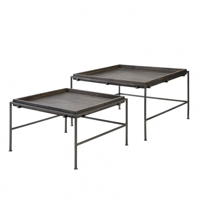 Set 2 mesas centro anidables de estilo industrial