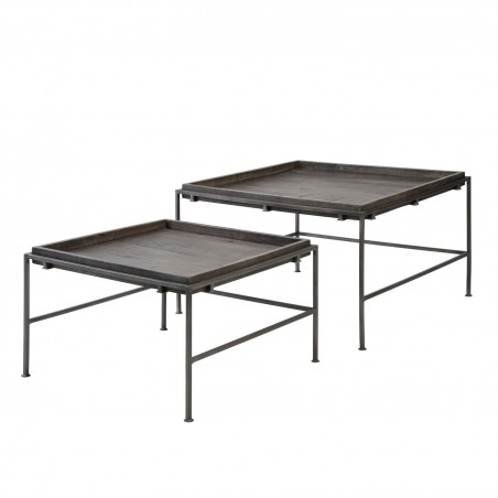 Set 2 mesas centro anidables de estilo industrial