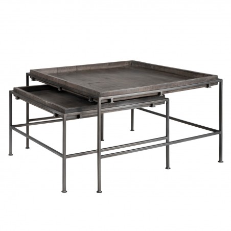Set 2 mesas centro anidables de estilo industrial