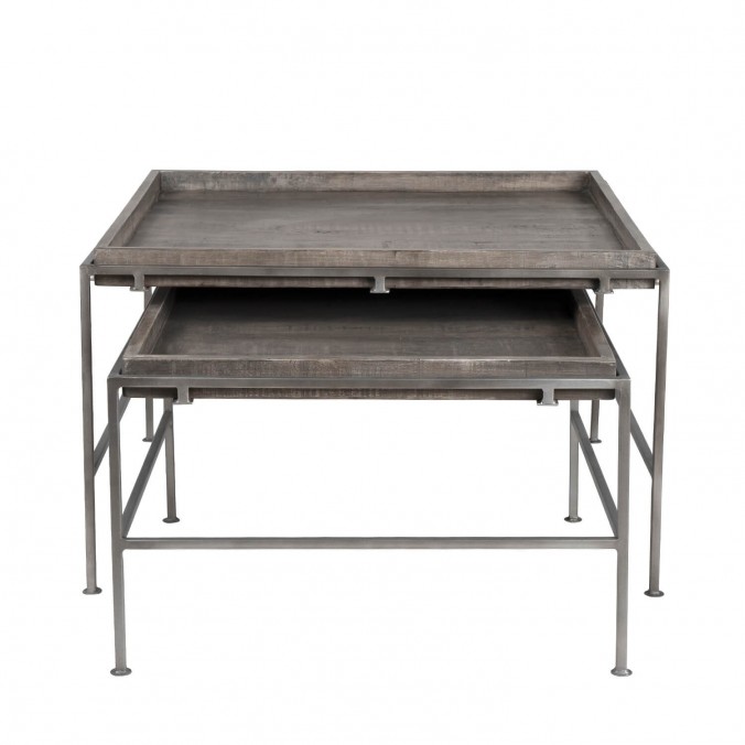 Set 2 mesas centro anidables de estilo industrial