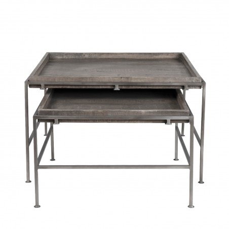 Set 2 mesas centro anidables de estilo industrial
