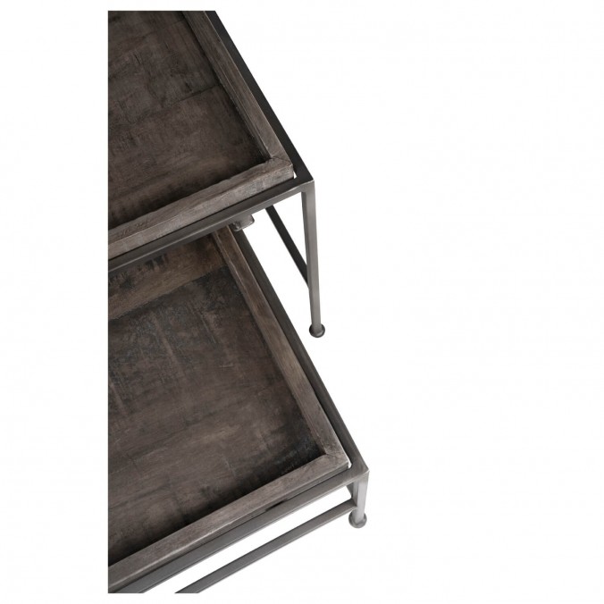 Set 2 mesas centro anidables de estilo industrial