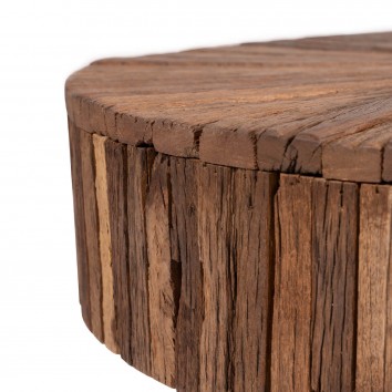 Mesa de centro 70cm estilo étnico madera y hierro 2