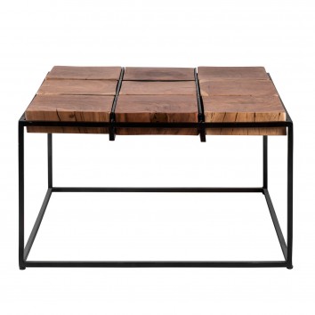 Mesa de centro estilo étnico madera y hierro - 62x62x38h 2