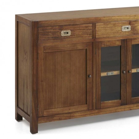 Aparador 3 cajones y 4 puertas estilo colonial mindi 160x40x85h